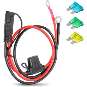 موصل بطارية SAE 10AWG SAE إلى O Ring Terminal 2-Pin قطع سريع سلك تمديد كابل بطارية SAE مع صمامات 15A/20A/30A للوحة الشمسية للسيارات والدراجات النارية RV 4FT