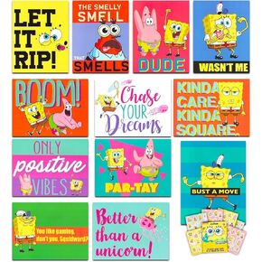 SpongeBob Poster Pack for Kids, Boys - Bundle with 12 SpongeBob Posters For Bedroom, Walls, Party Supplies| SpongeBob Room Decor With Spongebob Stickers (SpongeBob Decorations)