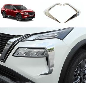 Headlight Front Light Lamp Cover Trims Compatible with Nissan Rogue 2021 2022 2023 Headlight Blade Trim Exterior Car Accessories ABS 2PC(Carbon Fiber Style)