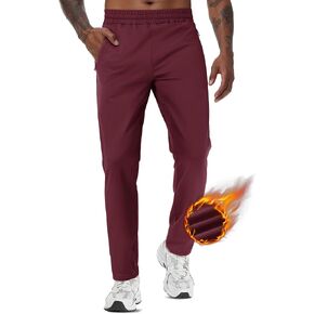 TACVASEN Men's Fleece Lined Jogger Sweatpants Water Resistant Winter Warm Athletic Track Pants with Zipper Pockets
