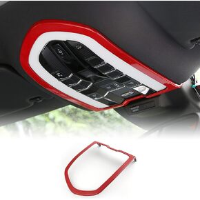 Center Console Front Reading Light Frame Cover Sticker for Porsche Macan/Cayenne/Palamera 2011-2019 Interior Decorative Trim Accessories (Red)