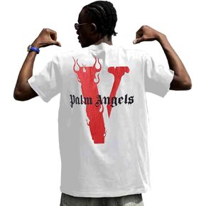 Women's V Pattern Shirt Hip Hop Letter Print Vest Casual Summer Tops Holiday Men's T Shirt