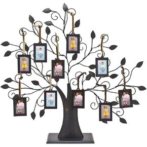 Philip Whitney Family Tree Picture Frame with 14 Hanging Picture Frames, Gifts For Mom, Mother's Day Gifts, Christmas Gifts - 18x20 Metal Tree Includes 14 Ornament 2x3 Photo Frames