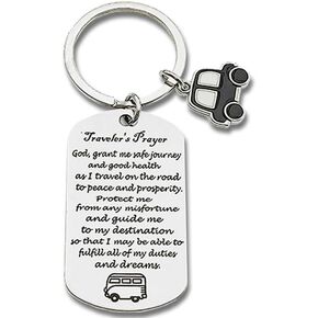 Traveller Gift Christian Keychain Gifts Patron Saint of Traveler Traveler's Prayer Keychain Going Travelling Gift