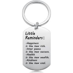 Beut Bucf &Co Little Reminders Keychain Happiness Is The New Rich.. Self Love Mental Health Gift Daily Affirmation Inspirational Gifts