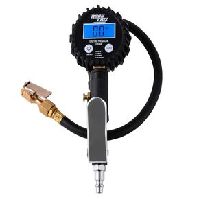 RockTrix Tire Inflator with Digital Tire Pressure Gauge (235 PSI) - Certified Accurate to 1% - Large 60mm Display, Extended Heavy Duty Rubber Hose, Air Chuck, Quick Connect Plug, and More