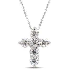 SAVEARTH DIAMONDS 1/2 Carat Round Cut Lab Created Moissanite Diamond Cross Pendant Necklace In 14K Gold Over Sterling Silver Jewelry For Women With 18" Chain (VVS1 Clarity, 0.50 Cttw)