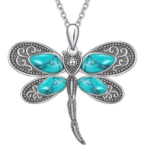 Dragonfly Necklaces for Women Turquoise Jewelry 925 Sterling Silver Pendant Dragonfly Gifts for Women Dragonfly Jewelry Celtic Necklace for Women