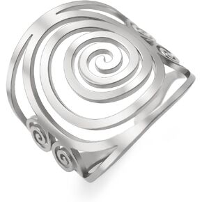 Dreamtimes Round Spiral Ring for Women Swirl Geometric Ring Spiral Swirl Ring Braided Wrap Style Women Stainless Steel Exaggerated Adjustable Thumb Open Ring Fashion Jewelry