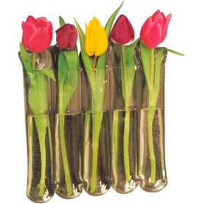 Gadjit Vinyl Window Vase 5 Blossom - Flexible, Unbreakable Vinyl Plastic vases That Attach to Any Window, Mirror, or Non-Porous Surface with Suction Cups, Holds 5 Flower or Bamboo Stems