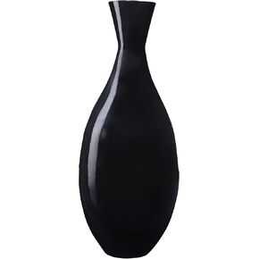 Handcrafted Sustainable Bamboo Vase - Decorative 24-Inch-Tall Teardrop Floor Vase for Silk Plants, Flowers, and Filler Decor by Villacera (Black)