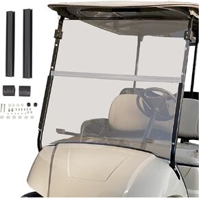 ECOTRIC Tinted Windshield Compatible with 2007-2016 Yamaha Drive G29 Gas or Electric Models Folding Down Impact Resistant Windshield 38.75"W x 35.75"H