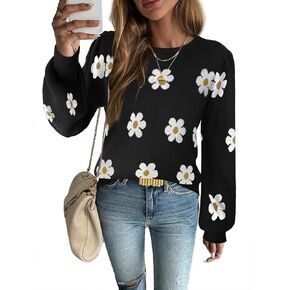 Zeagoo Womens Sweaters Fall Fashion Trendy Long Sleeve Sweaters Ribbed Knit Winter Outfits Puff Pullover Jumper Tops