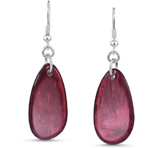 AeraVida MVividance Maroon Red Drop Capiz Shell Drop Dangle Sterling Silver Earrings | Sterling Silver Dangle Earrings | Vintage Earrings for Women | Circle Capiz Shell Dangle Earring