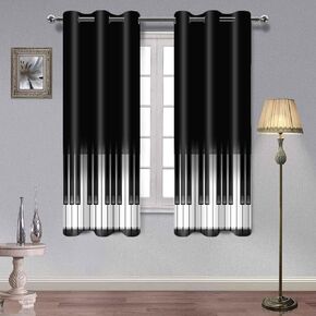 Piano Blackout Curtains Black and White Piano Key Curtain Elegant Pianos Music Musical Drapes for Bedroom Living Room Dorm Window Treatment Noise Reduction 42x63 Set of 2 Panels CLLSAH792