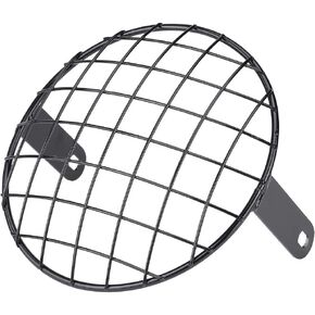 Headlight Grill, 7inch Motorcycle Headlight Mesh Grill Cover Side Mount Universal Lamp Mask Protector Guard for Cafe Racer(Black)