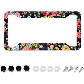 Black American Flag License Plate Frame Stainless Steel License Plate Frame Rust-Proof auto Parts Color License Plate Cover Trim with Screw Dimensions, 12.2 "x 6.3"