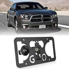 Front Bumper License Plate Mount Compatible with Dodge 2008-up Challenger, 2011-up Charger, 2011-up Durango, 2011-up Grand Cherokee, No Drill Front Grille License Plate Frame Bracket Holder Accessorie