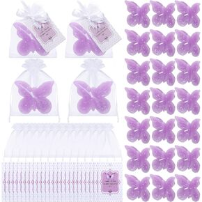 Treela 24 Sets Purple Butterfly Baby Shower Party Favors Butterfly Shaped Candle for Guests a Little Butterfly is on The Way Baby Shower Thank You Gifts Candle for Wedding Baby Shower Birthday