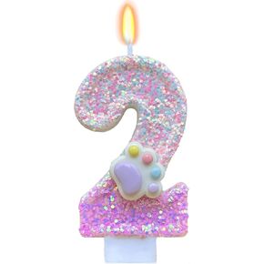 Birthday Candles for Cake Decoration - Number 4 Pink Dog Paw Birthday Candles, 3 inch Paw Cake Topper Decorations for Boy Girl Dog Paw Decoration Cat Party Supplies in Saudi Arabia