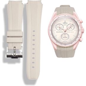 20mm Curved Silicone Strap for Omega x Swatch Moonswatch – Soft and Comfortable Woven Pattern No-Gap Design Replacement Band for Men and Women, Compatible with Joint Series Watches