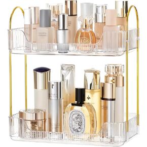 HBlife 3 Tier Bathroom Organizer Countertop, Makeup Organizer Perfume Tray Skincare Organizer for Bathroom, Dresser, Vanity, Clear