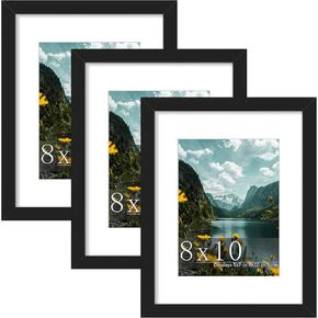 Picrit 18x24 Picture Frame 3 Pack, Black Poster Frame, Display Poster 16 x 20 with Mat or 18 x 24 Without Mat for Horizontal or Vertical Wall Mounting
