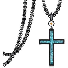 Black Cross Necklace 925 Sterling Silver Turquoise Mustard Seed Necklace Cross Necklace Religious Jewelry Gifts for Men Women