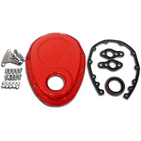 For 55-95 Chevy SB 283 305 327 350 400 Timing Chain Cover Set Timing Tab (Red)