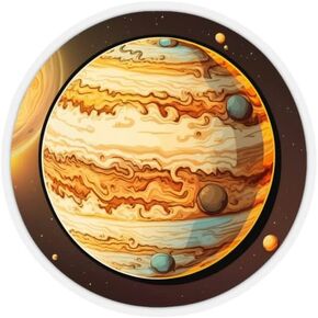 Planet Jupiter School Project Cool Vinyl Sticker - 5 Inches for Car Bumper Truck Van SUV Laptop Phones Tablets Wall Window or Any Smooth Surface