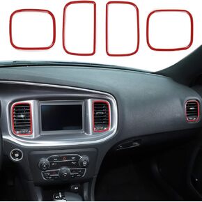 Hoolcar Air Conditioner Center Control AC Panel Vent Trim Cover for 2011-2020 Dodge Charger, Red