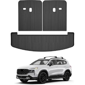 Mixsuper Cargo Liner Floor Mats for 2024 2025 Hyundai Santa Fe, Fit for 6 Seater, All Weather Trunk Mat Floor Liners Set for Hyundai Santa Fe Accessories Black