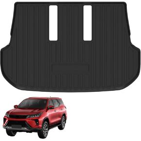 Custom Fit for Cargo Liner 2018-2021 Toyota Fortuner 7-Seats - Black TPE All Weather Heavy Duty Waterproof Rear Cargo Tray Trunk Floor Mat Protector