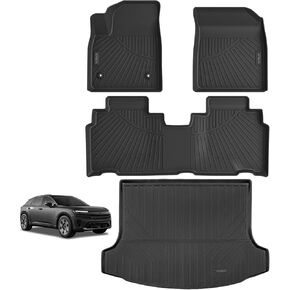 Floor Mats & Cargo Liners Compatible for 2024 Honda Prologue/2024 Chevy Chevrolet Blazer EV (Only Blazer EV)，All Weather 2 Rows Floor Liners and Trunk Mat Anti-Slip Rubber Mats-Black