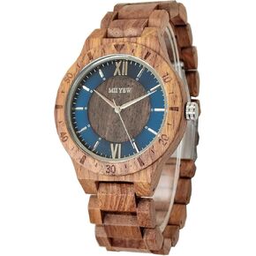 Men Wooden Watch Fashion Quartz Analog Wristwatch Metal and Wood Dial Case Diameter 44MM Mens Watches
