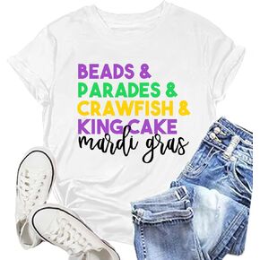 Mardi Gras Shirt for Women: Fat Tuesday Tshirts Carnival Heart Tee Shirts