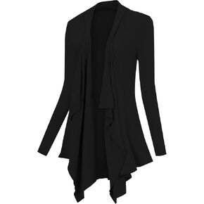 Women Drape Open Front Cardigan Long Sleeve Irregular Hem Cardigans for Women