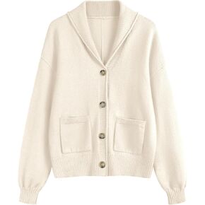 LUYAA Women's Cardigan Sweaters 2024 Oversized Open Front Button V Neck Lightweight Cardigans Outerwear