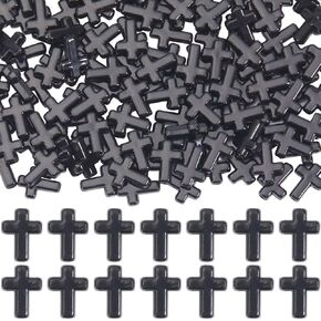 SUNNYCLUE 300Pcs Black Cross Beads White Acrylic Crosses Small Plastic Cross Beads Bulk Mini Tiny Cross Bead Charms Crucifix Loose Spacer Beads for Jewelry Making DIY Beading Kit Easter Decoration in Kuwait