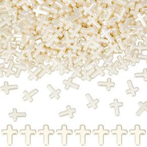 SUNNYCLUE 300Pcs Black Cross Beads White Acrylic Crosses Small Plastic Cross Beads Bulk Mini Tiny Cross Bead Charms Crucifix Loose Spacer Beads for Jewelry Making DIY Beading Kit Easter Decoration