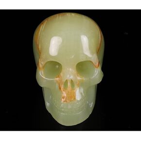 2.0" Afghanistan Jade Crystal Skull, Hand Carved Gemstone Fine Art Sculpture, Reiki Healing Stone Statue.