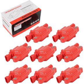 JDMSPEED Ignition Coil Pack 12611424 Set of 8 Red Replacement For Chevy GMC Cadillac CTS Escalade Express 1500 2500 3500 4500 Replace UF-413, 12619161, 12570616, 12563863, 8125706160, 33-1192, D510C