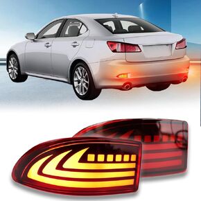 Upgrade LED Rear Bumper Reflectors Light Fog Brake Tail Lamps Compatible with Lexus Gen2 2006-2012 IS IS250 IS300 IS350 IS200t is-F Replace OEM Stock Reflector Turn Signal Light (Smoked)