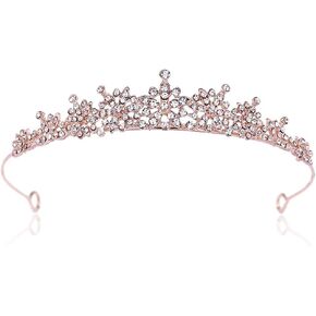 Rhinestone Crystal Tiaras and Crowns Headband For Women Birthday Pageant Wedding Prom Princess Crown, Rose Gold