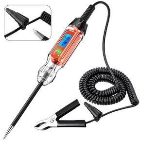 Heavy Duty 3-72V Backlit Digital LCD Circuit Tester, Automotive Test Light with 140 Inch Extended Wire and 2 Polarity Indicate LED Lights, Car Truck Low DC Voltage & Light Tester with Stainless Probe