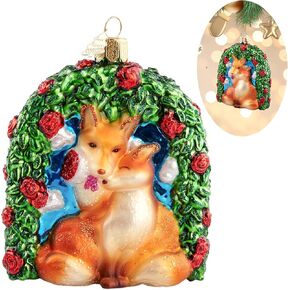 Fox Love Christmas Tree Ornaments,Hand-Blown Glass Ornaments,Fox Soulmate Collection Hanging Ornaments,Wedding Ornaments for Valentine's Day Anniversary Animal Lovers Party Gifts