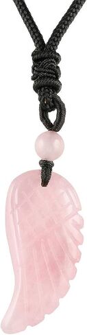 TUMBEELLUWA Carved Stone Dainty Angel Wing Necklace Chakra Quartz Pendant with Cord Amulet Healing Crystal Jewelry for Unisex in Saudi Arabia