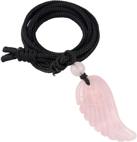 TUMBEELLUWA Carved Stone Dainty Angel Wing Necklace Chakra Quartz Pendant with Cord Amulet Healing Crystal Jewelry for Unisex in Saudi Arabia