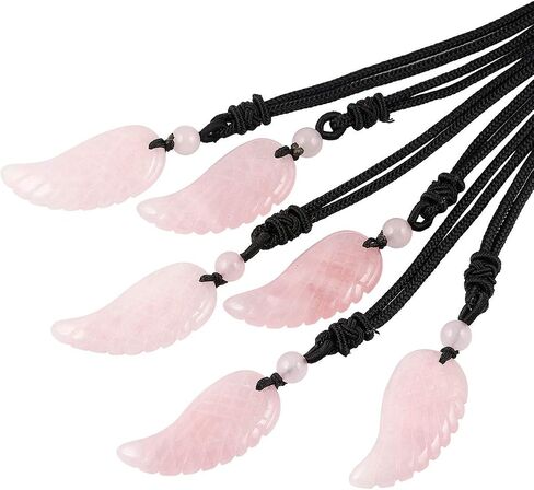 TUMBEELLUWA Carved Stone Dainty Angel Wing Necklace Chakra Quartz Pendant with Cord Amulet Healing Crystal Jewelry for Unisex in Saudi Arabia
