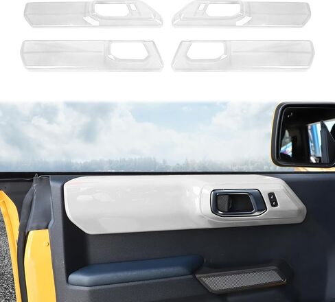 for Ford Bronco Car Door Interior Grab Handle Panel Cover Compatible with Ford Bronco 2021 2022 2023 + 4Doors (4pcs,ABS,Father) (White) in Saudi Arabia